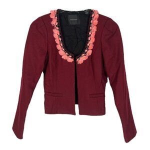 Maison Scotch Wool Blend Tassel Collar Open Front Blazer Size 1 / US 4